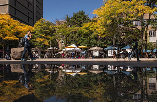 campus reflected on Lake Devo