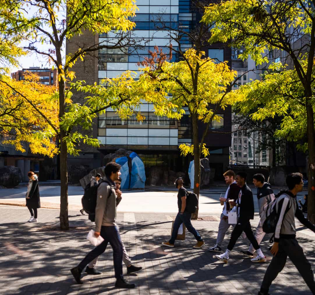 students walking on campus