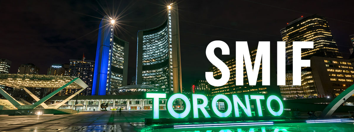 SMIF banner with City Hall Toronto sign photo as background 