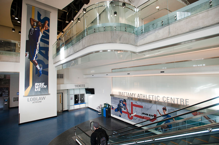The interior of the entrance of the Mattamy Athletic Centre