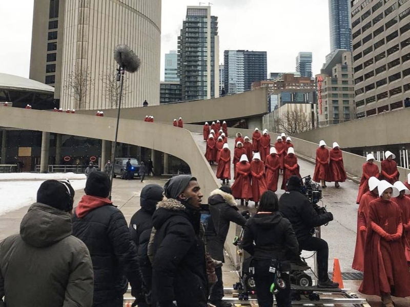 The Handmaid's Tale filming in front fo city hall in toronto