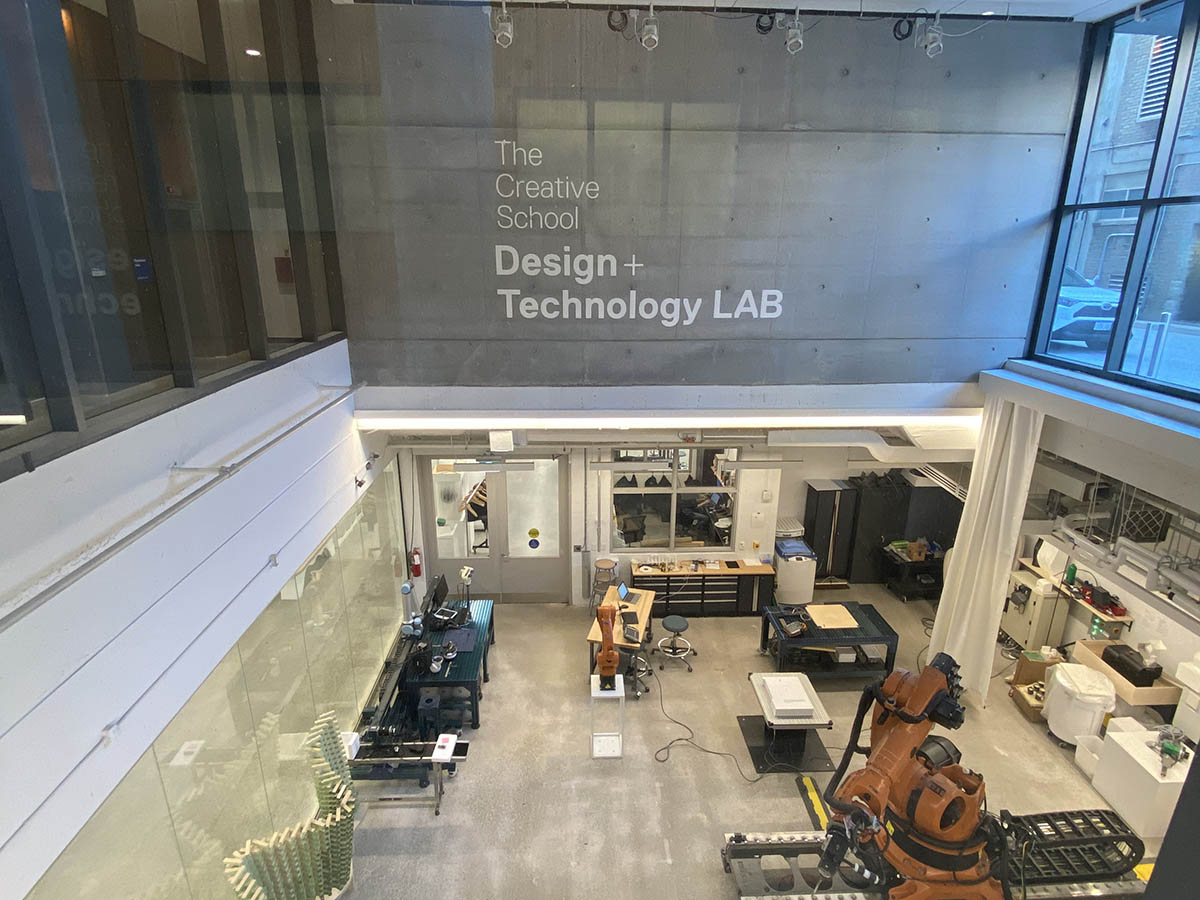 A birds-eye view of equipment in the Design + Technology Lab.