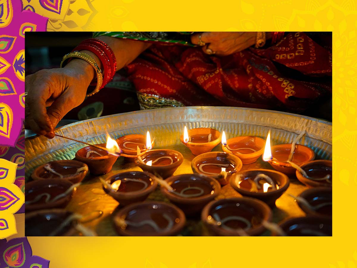 Lighting lanterns for Diwali