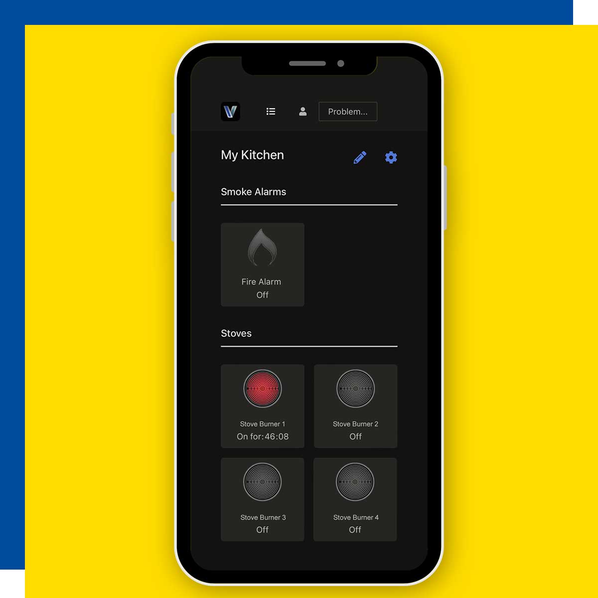 Phone app used to monitor stove and smoke alarm