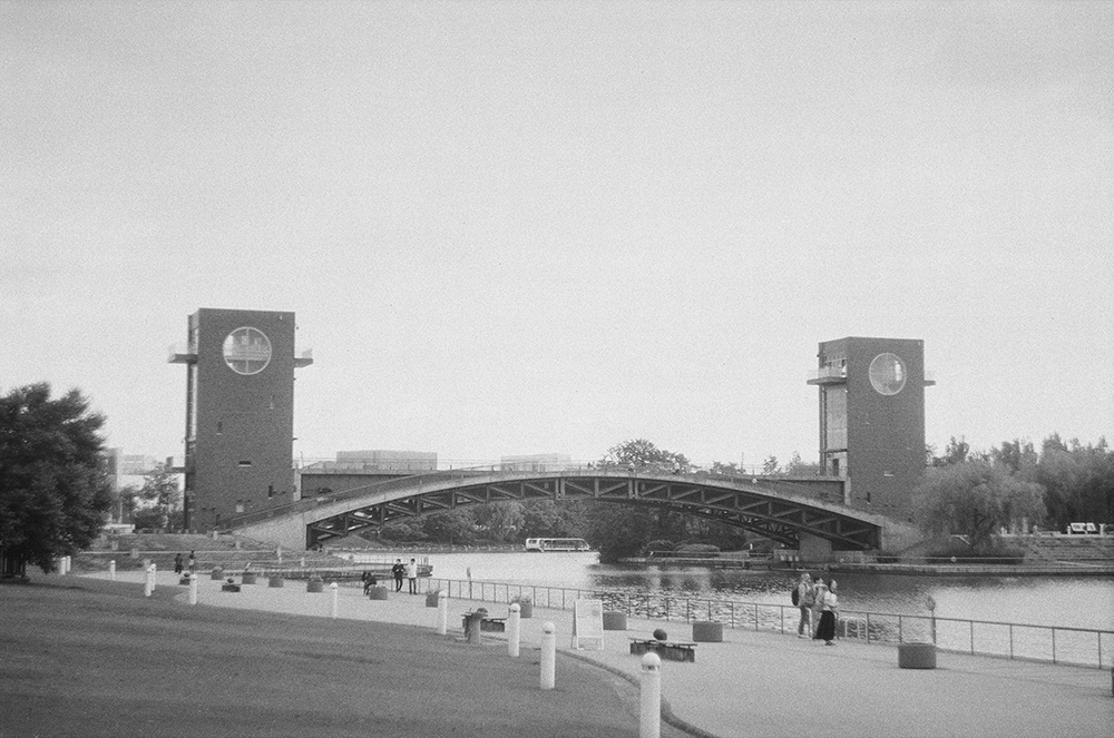 Toyama Bridge in black and white