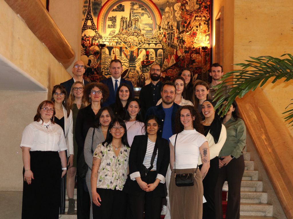 Natasha Pendawa (front left) and other student representatives at the French Embassy in Ottawa