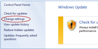 Control Panel Home. Select Change Settings on the left side of the screen