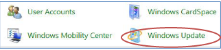 Windows Update is highlighted