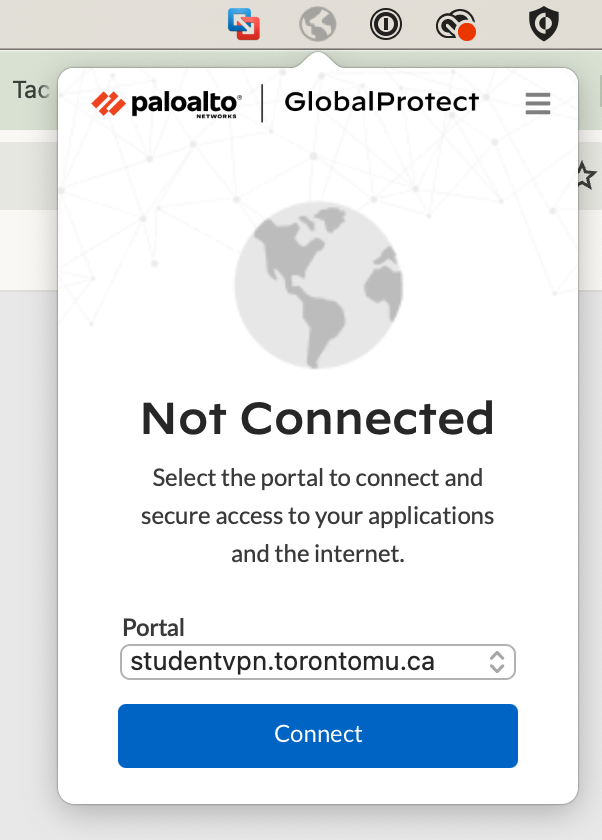 Global Protect Portal field with student portal address selected