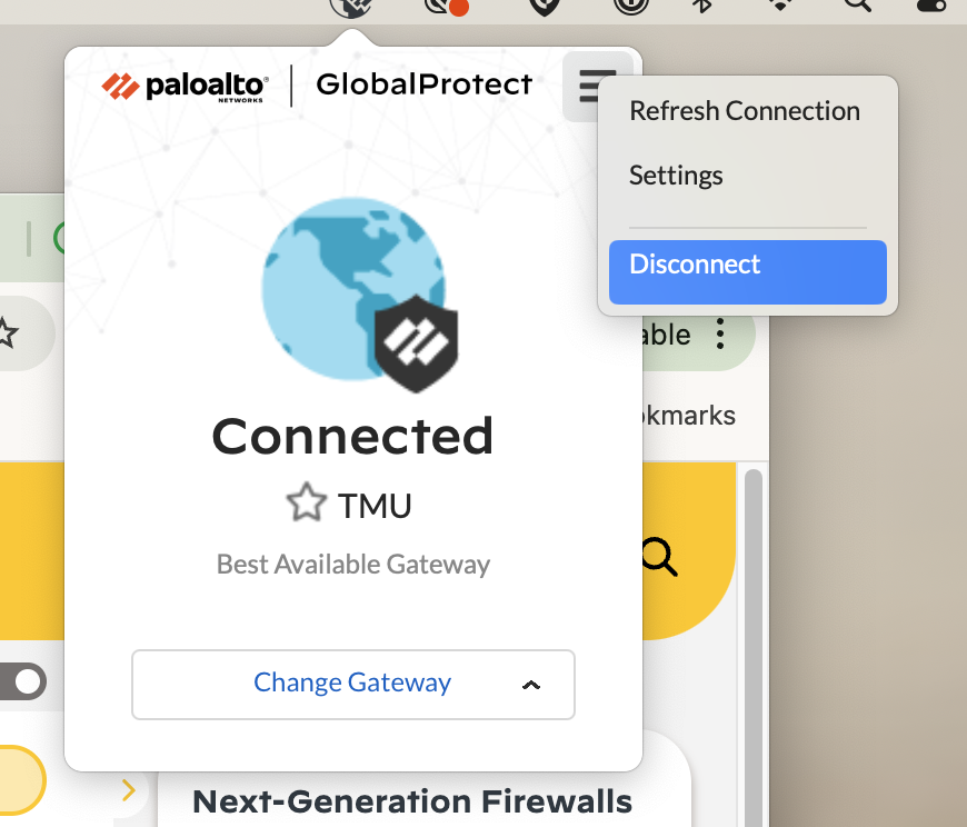 GlobalProtect Disconnect option