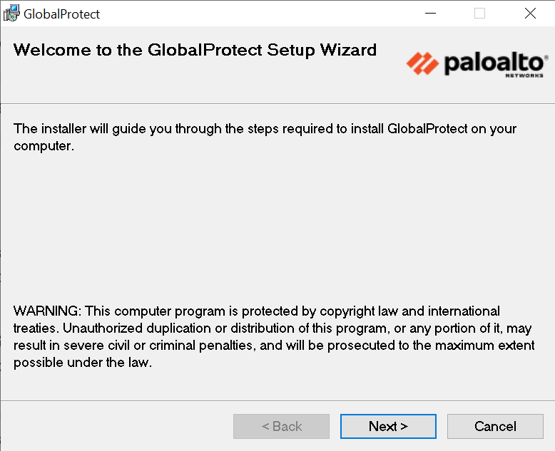 GlobalProtect Setup Wizard