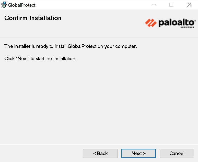 GlobalProtect Confirm Installation section