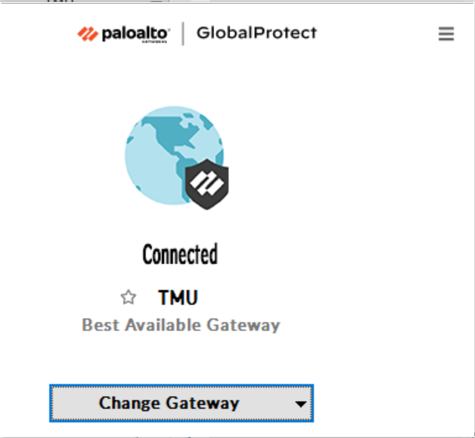 GlobalProtect Connected window