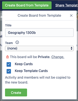 Screenshot of duplicating a board in Trello