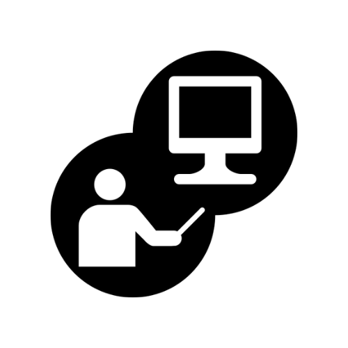 Icon of teacher and computer