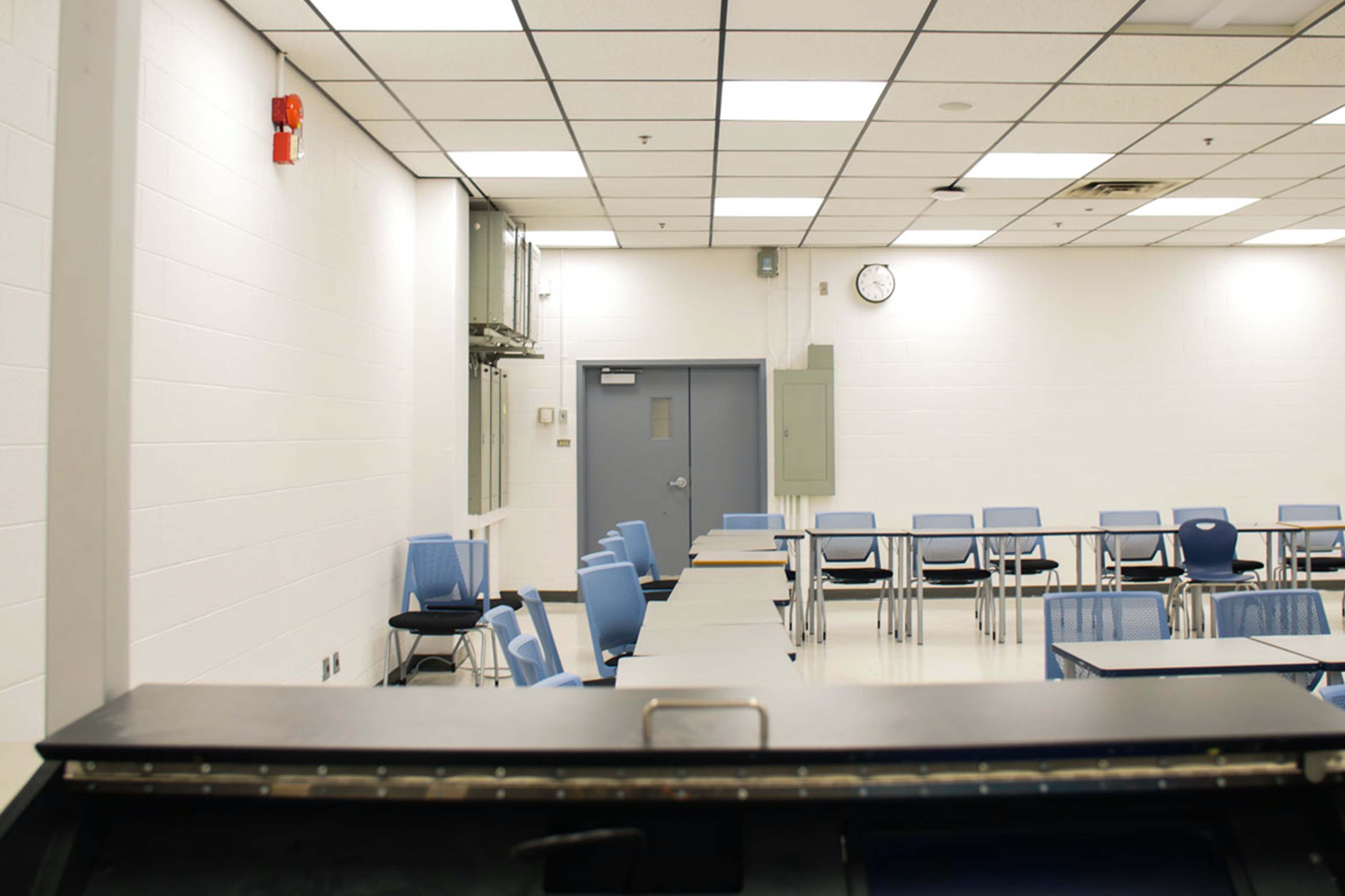 Instructor view of classroom in Eric Palin Hall following renovations 