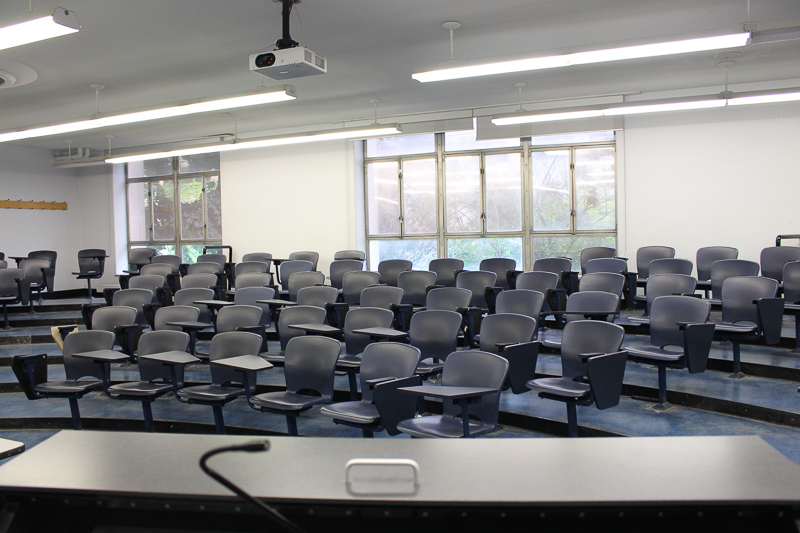 Instructor view of classroom in Kerr Hall prior to renovations