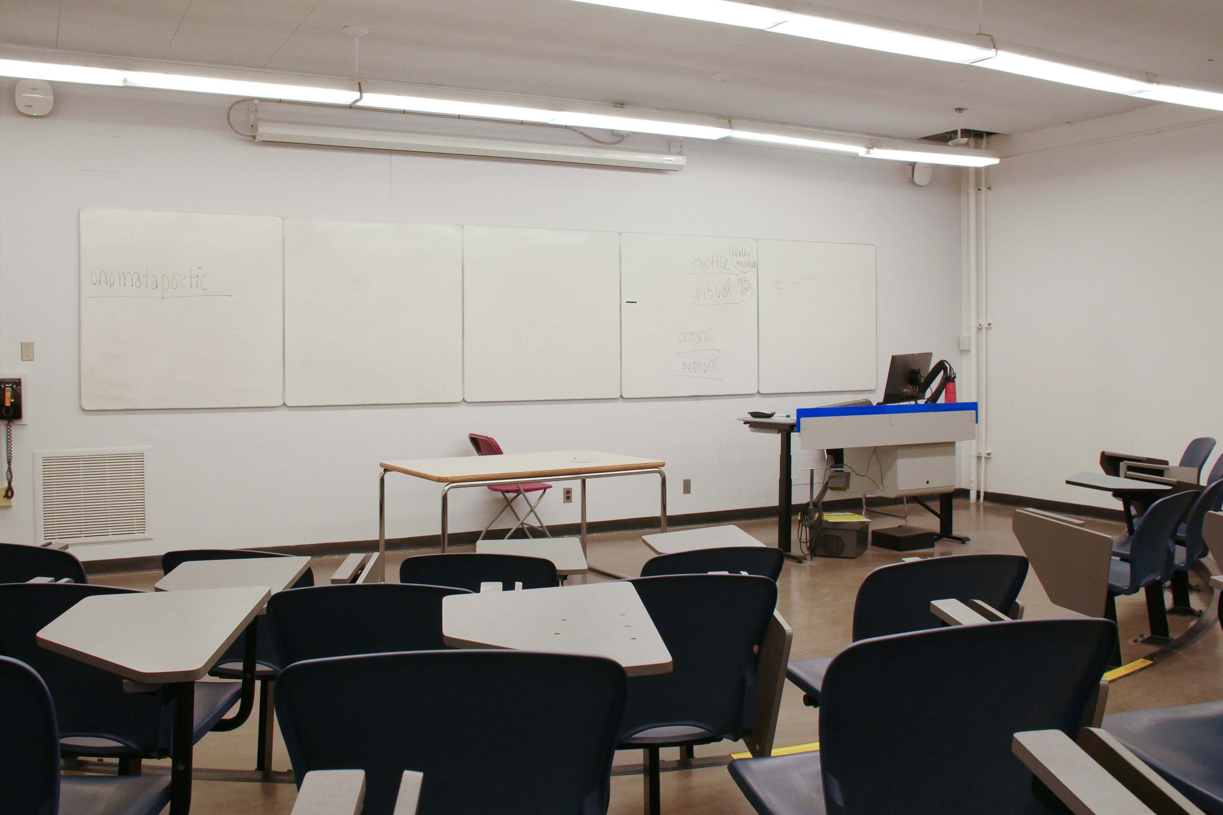 Student view of classroom in Kerr Hall following renovations