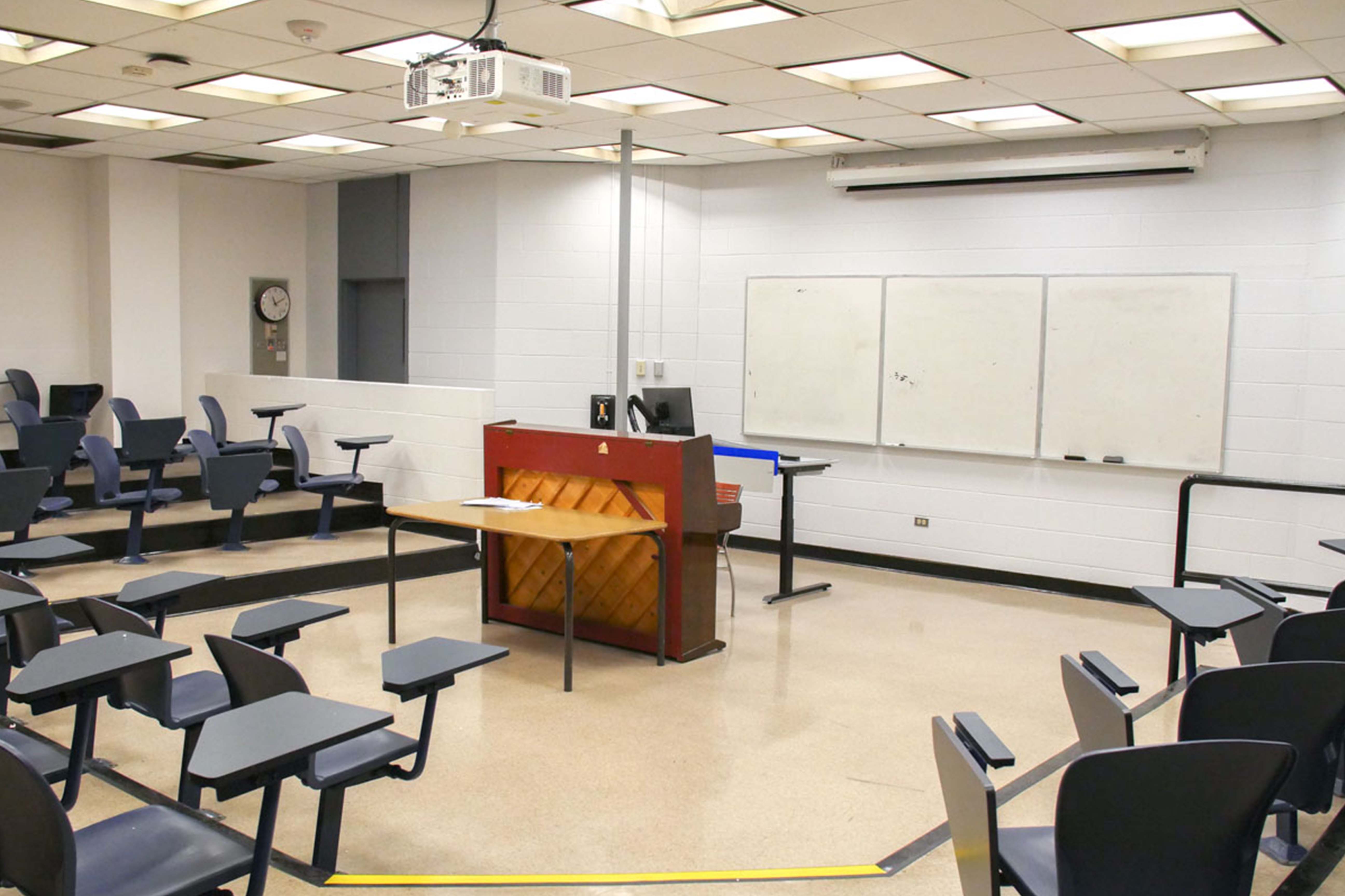 Student view of classroom in the Podium Building  following renovations