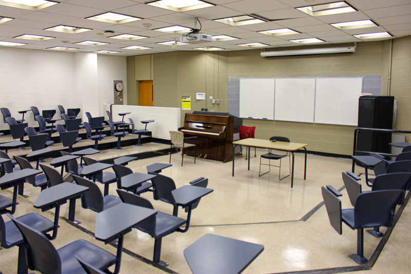 Student view of classroom in the Podium Building  prior to renovations