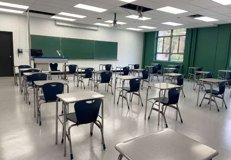 Student view of classroom in Kerr Hall following renovations