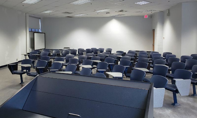 Instructor view of classroom in Kerr Hall prior to renovations