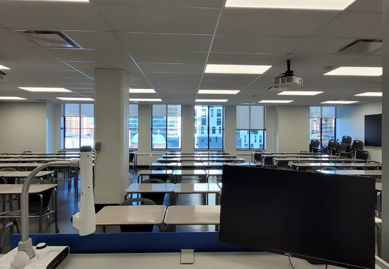 Instructor view of classroom in Victoria Building following renovations