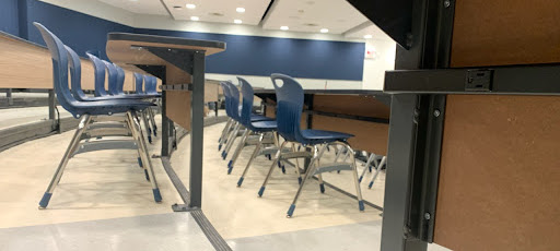 Instructor's view of classroom in Kerr Hall South at Ryerson prior to renovations