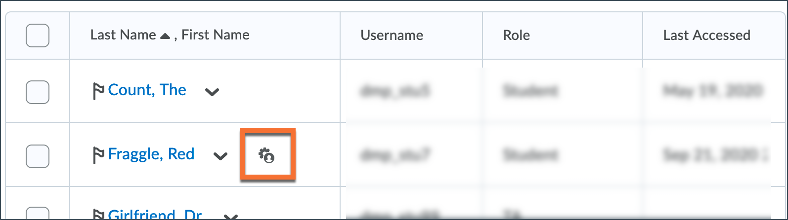 Accommodations icon appears next to student name, if applicable.