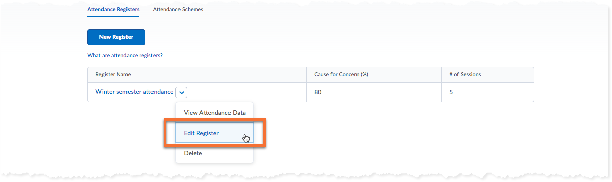 Attendance Tool - Create a Register