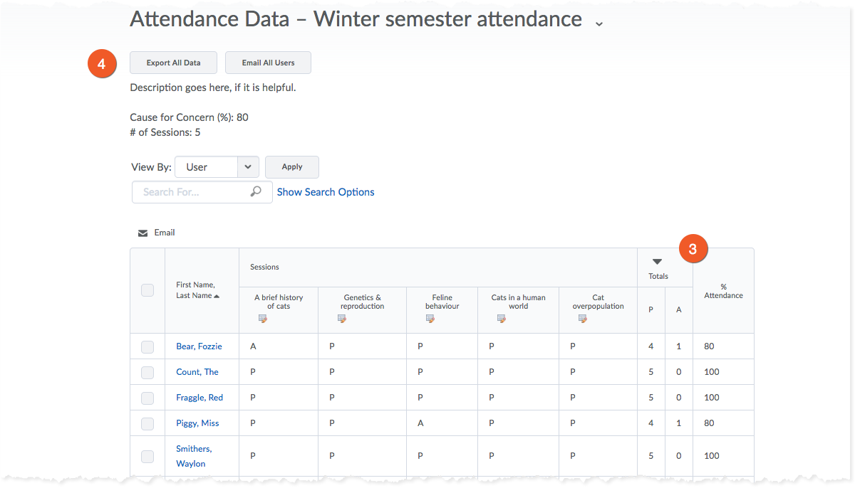 Attendance - Assess & export data