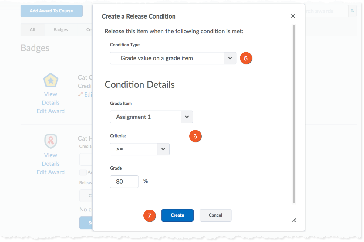 Steps to use Release Conditions to issue Awards