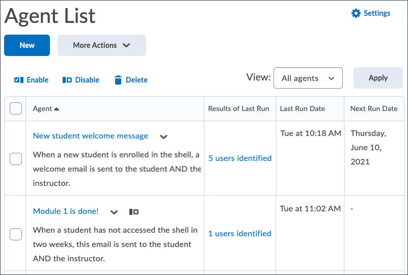 Enable & run Intelligent Agent