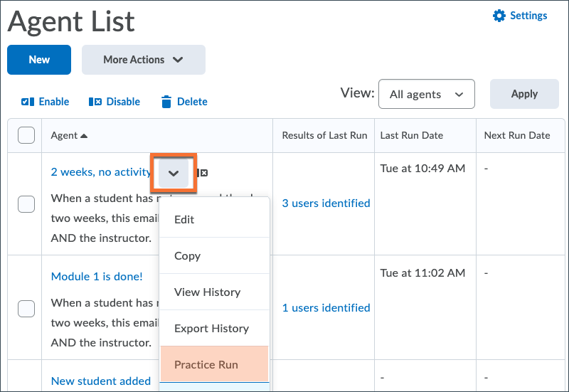 Enable & run Intelligent Agent