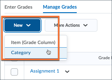 Create a new grade category