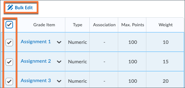 Bulk edit all grade items