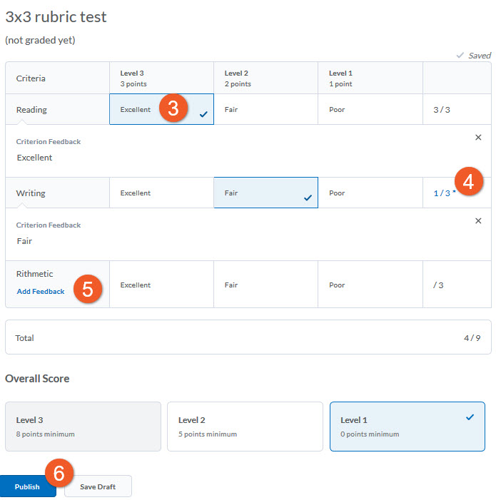 Rubric for dropbox assignment