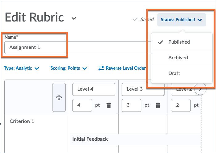 Edit the Rubric