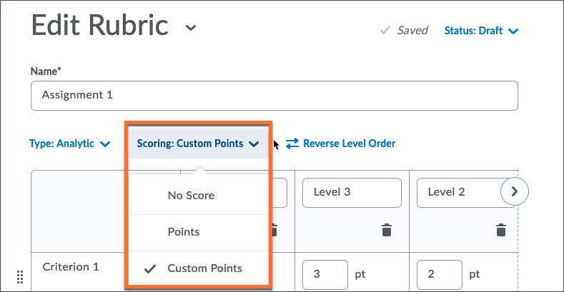 Select scoring method