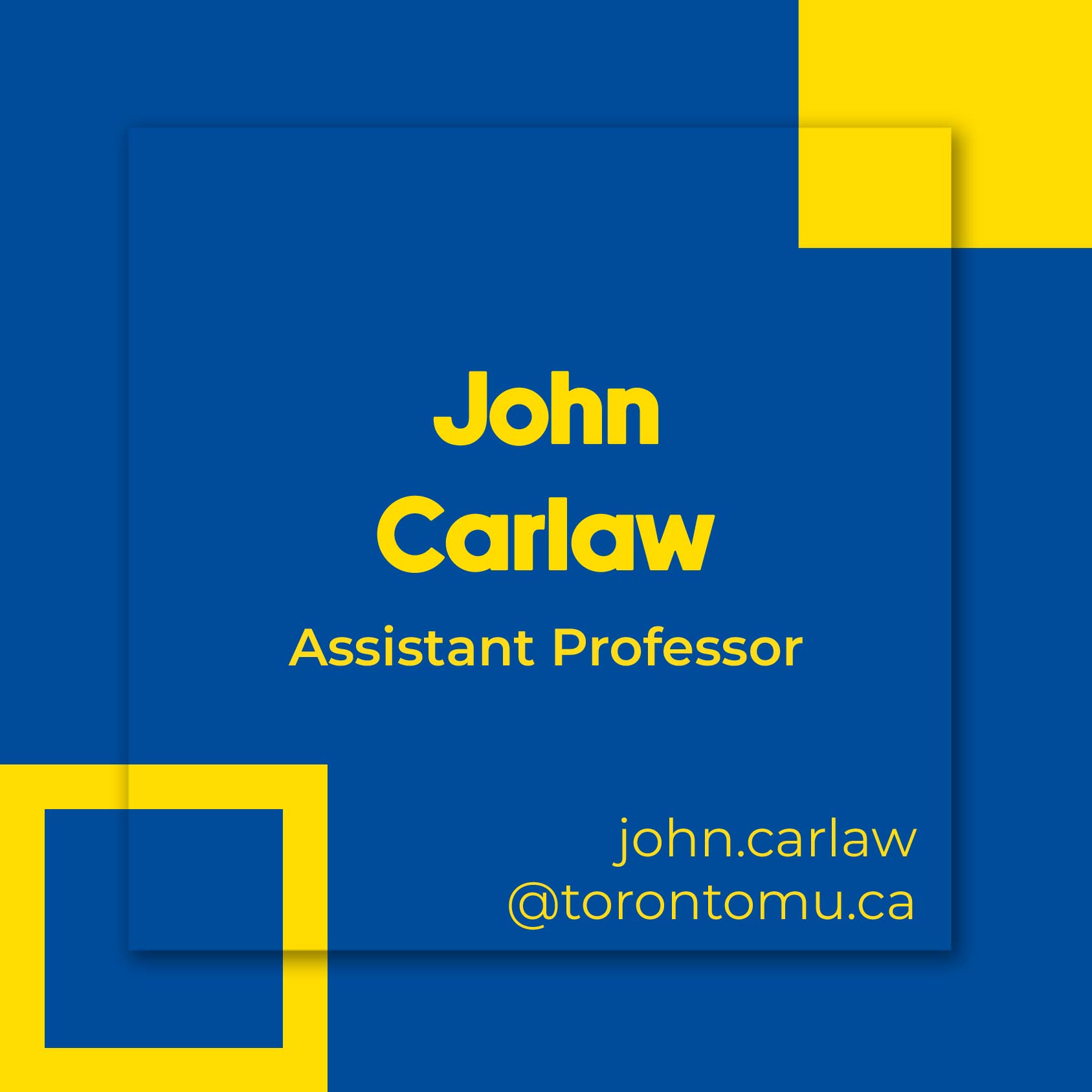 John Carlaw, Assistant Professor