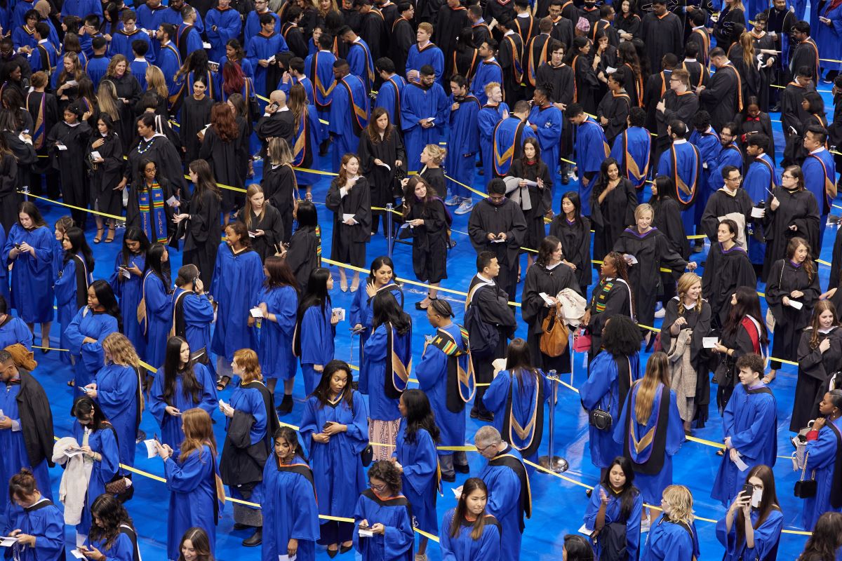 Graduates lining up for convocation