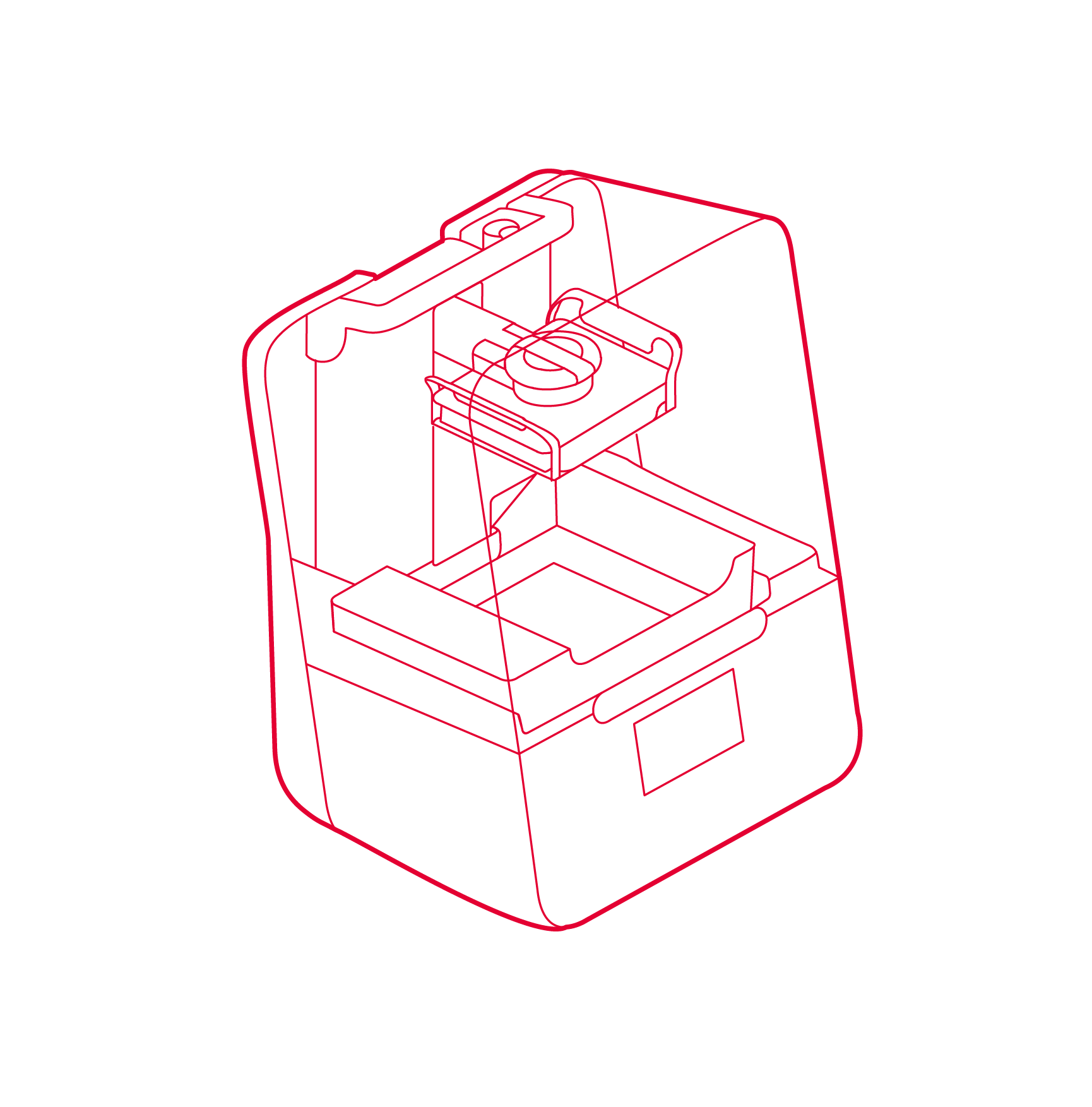 Line drawing of Formlabs' Form 3 SLA 3D printer.