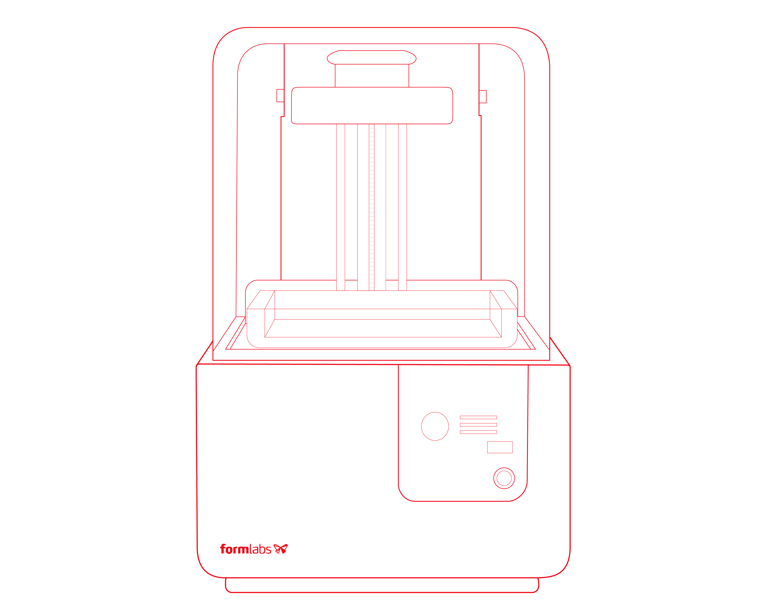 Line drawing of Formlabs Form 2