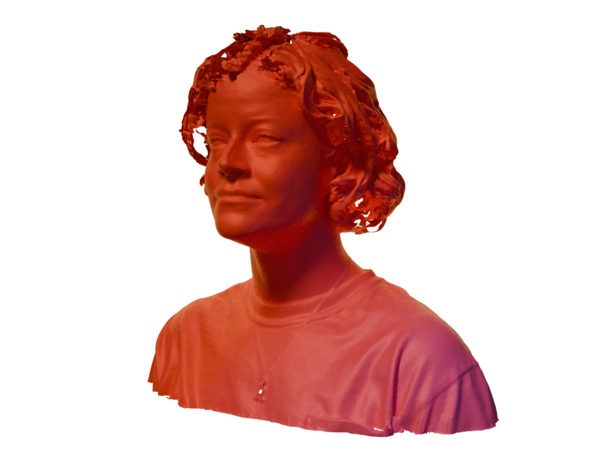 Redish coloured 3D scan of Alda Escareño