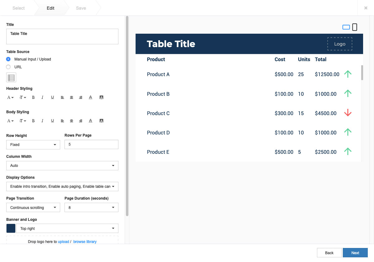 Appspace Table Card