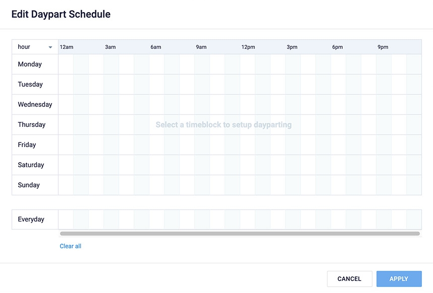 daypart popup schedule