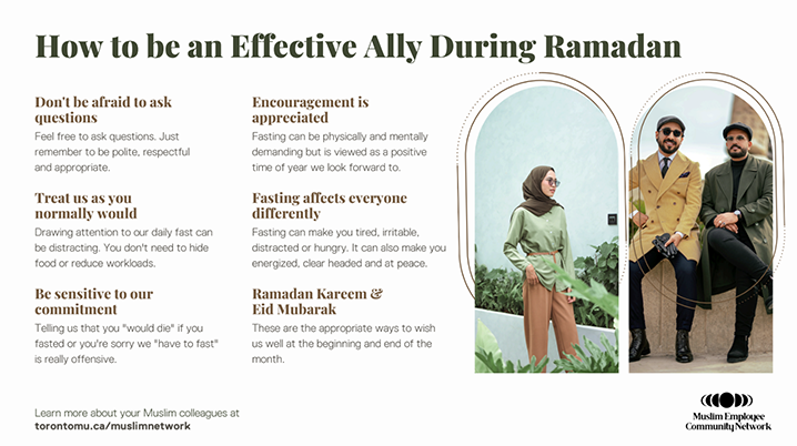 The front cover of a poster that says "How to be an effective ally during Ramadan".