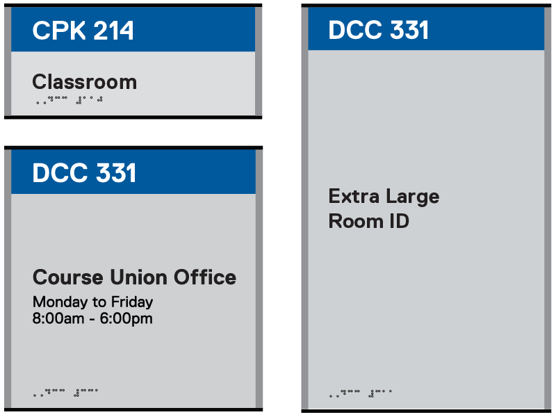 Examples of current Room ID signs.