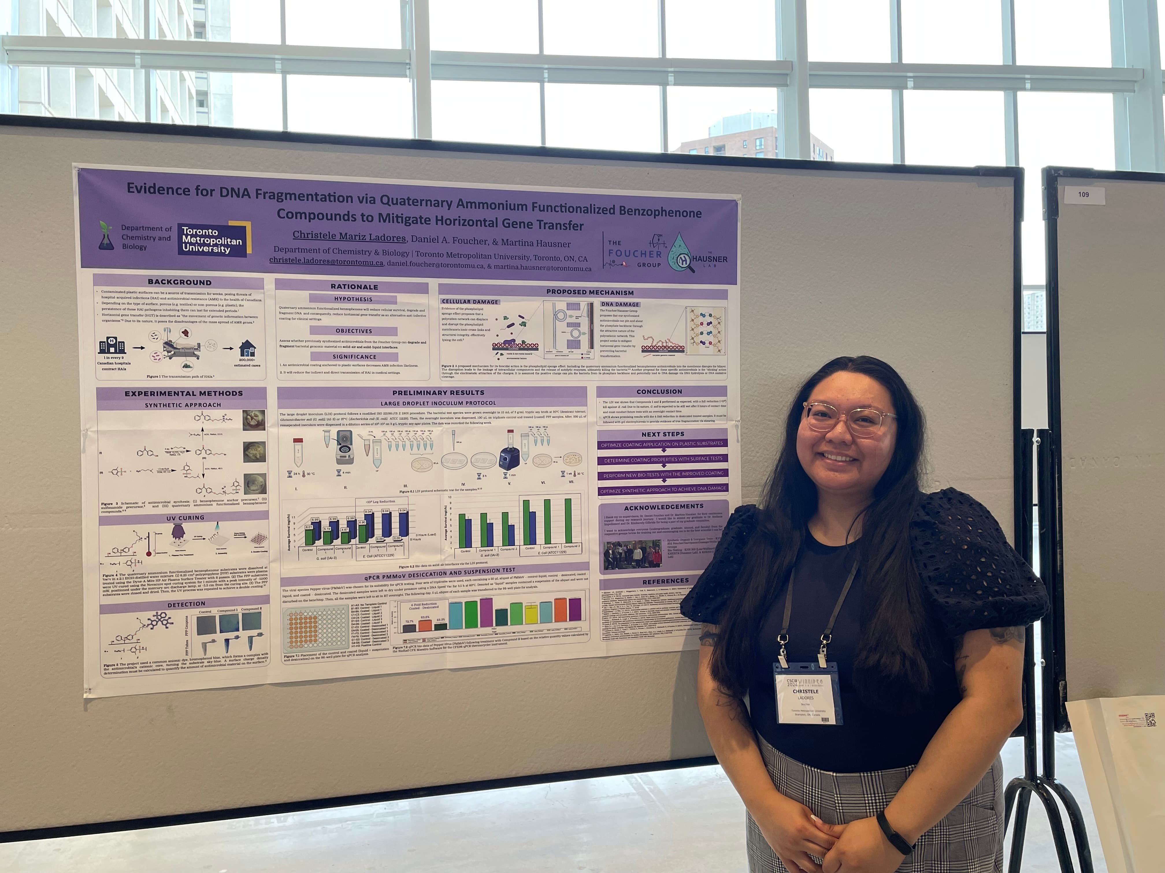 Christele presenting her poster at the CSC in Winnipeg