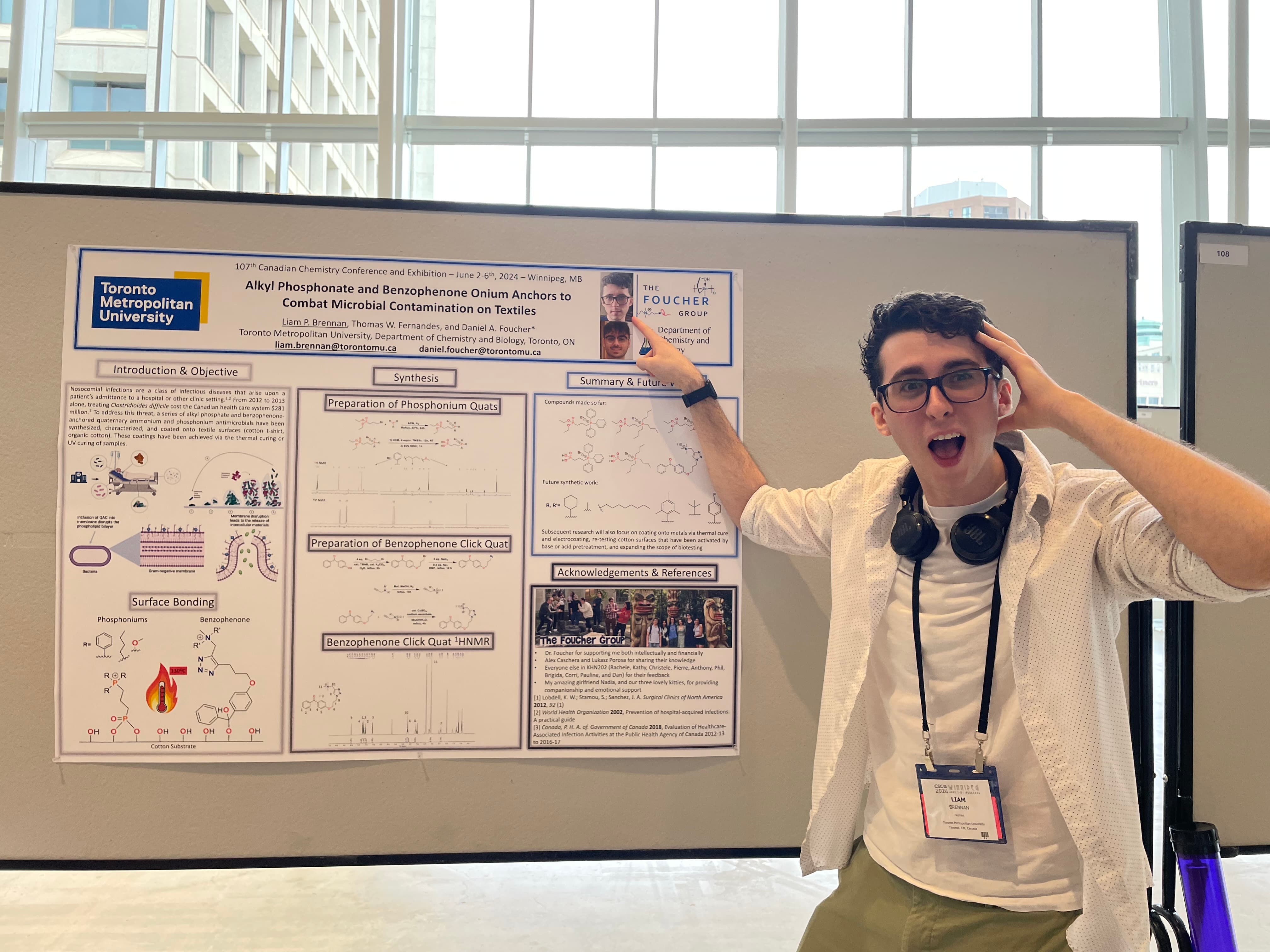 Liam presenting his poster at the CSC in Winnipeg